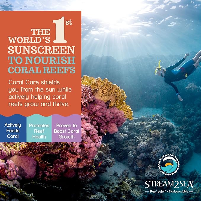 Stream2Sea Coral Care - Reef Safer Sunscreen SPF 30 Travel Size - First Reef-Approved Natural Mineral Sun block Boosts Coral Growth Water resistant- Non-Toxic, Biodegradable, Eco-Friendly - 2 Pack