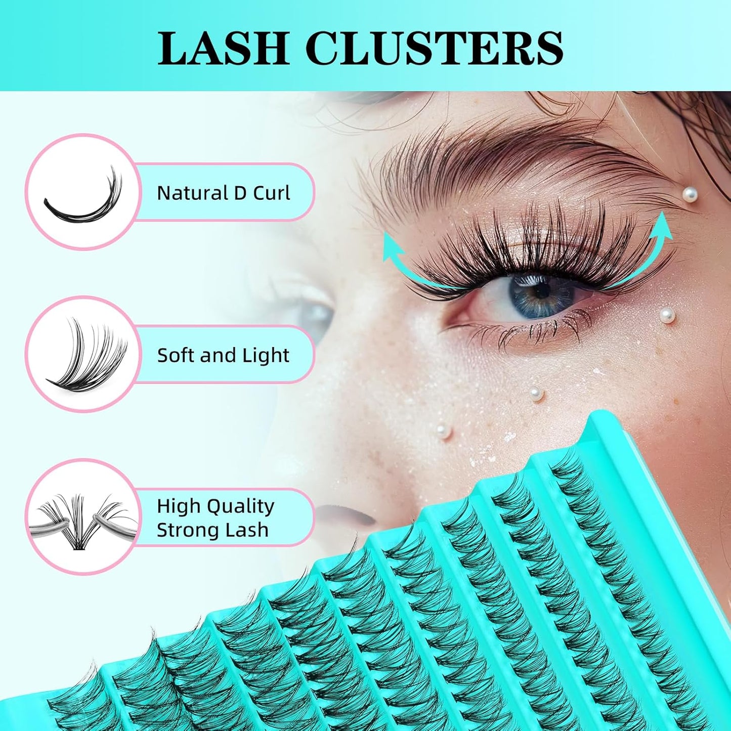 Lash Clusters Kit 200PCS 30D Eyelash Extension Kit D Curl Wispy Eyelash Clusters DIY Natural Individual Lashes Kits Lashes Extensions Kit with Lash Bond and Remover Eyelash Tweezer at Home