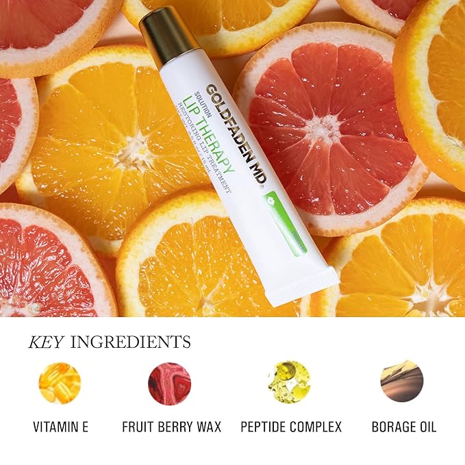 Goldfaden MD Lip Therapy | Restoring Lip Treatment | w/Peptides, Hyaluronic Acid, Fruit Berry Wax, Borage Oil, Rose Hip Oil & Vitamin E | Nourishes, Hydrates & Plumps Appearance 0.5 ﬂ oz / 15 mL