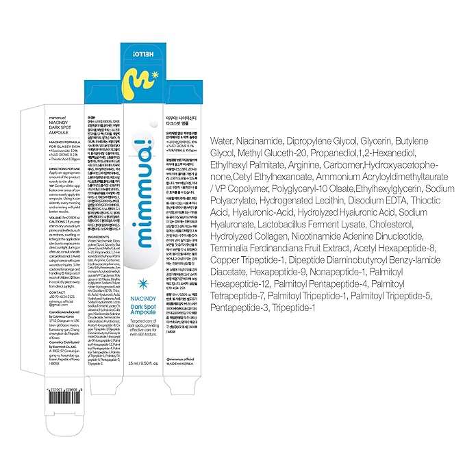 mimmua Dark Spot Ampoule | Korean Clinic Skincare - NAD+ 0.1% & Thioctic Acid 0.01% & Niacinamide 10% | Overnight Treatment for Melasma, Hyperpigmentation, Discoloration, Acne Scars | 15ml /0.33 Fl Oz