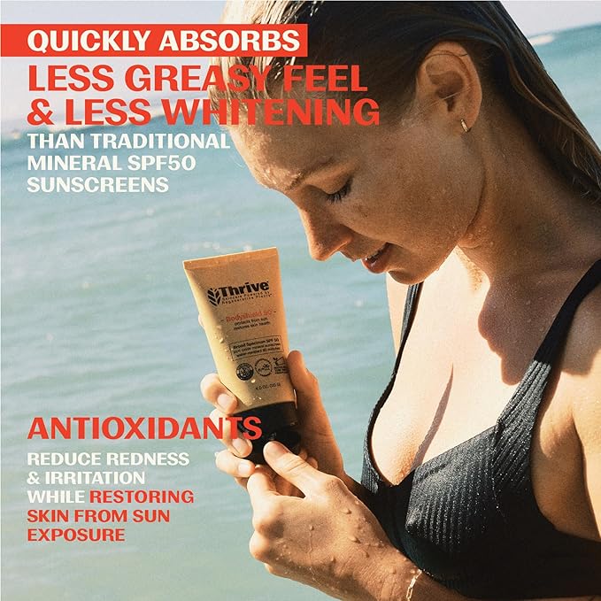 Thrive Natural Care Reef Safe Sunscreen SPF50 - Hawaii 104 Reef Act Compliant - Mineral Sunscreen Non-Nano Zinc Oxide - Vegan, (5.8 Oz (Pack of 1))