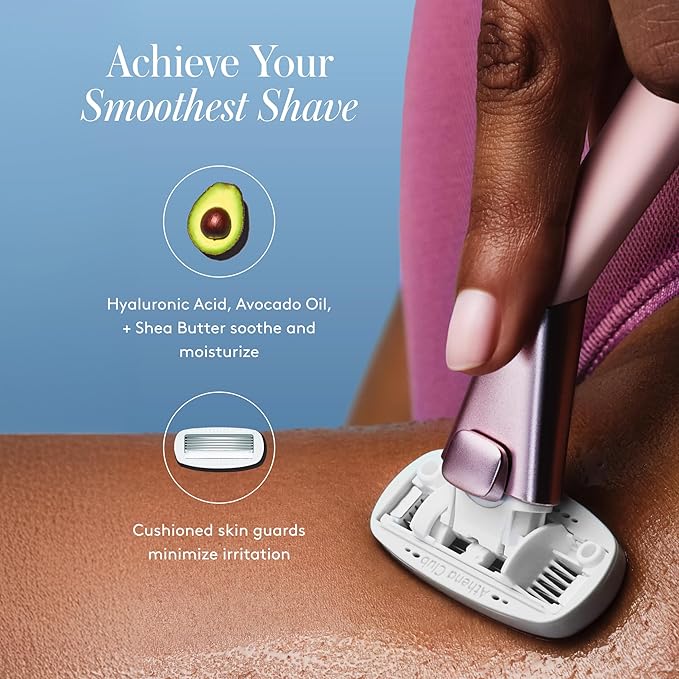 Women's Razor Shave Kit, 1 Rose Razor Handle + 6 Blade Refills