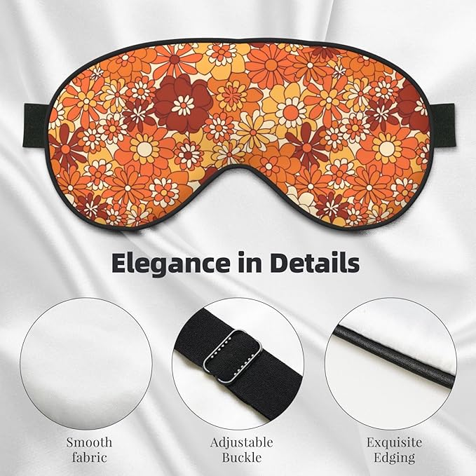 Sleep Eye Mask Vintage Boho Floral Hippie Flower Sleep Mask for Women Men Comfortable Eye Mask with Adjustable Strap Soft Eye Cover Blindfold for Travel Yoga Nap Shift Work