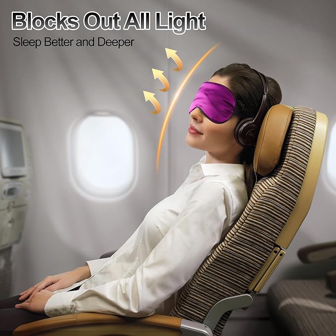 Sleep Mask, Silk Eye Mask for Sleeping with Adjustable Strap, Blindfold Eyeshade for Men & Women, Comfortable & Soft Eye Cover Eyeshade for Night Sleep (Black, Green, Purple)