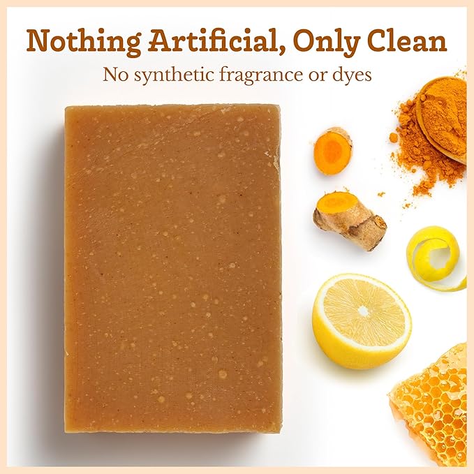 Southern Natural Turmeric Honey Lemon Goat Milk Soap - Handmade, All Natural Turmeric Soap Bar for Face & Body. Gentle Hydration & Nourishment For A Natural Glow & Even Skin Tone, 3 Pack