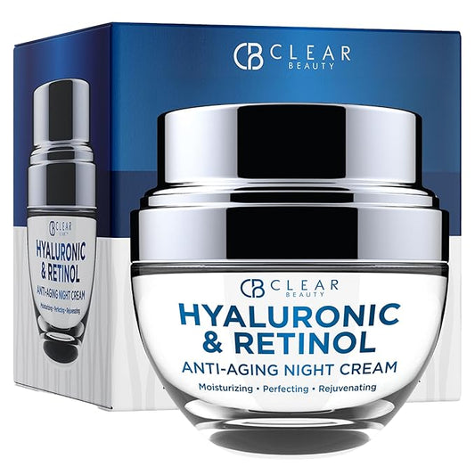 Clear Beauty Hyaluronic Acid & Retinol Face Moisturizer - Dermatologist Tested, Reduces Wrinkles, Fine Lines & Hyperpigmentation, Hydrating Cream, Cruelty-Free Korean Skin Care - All Skin Types