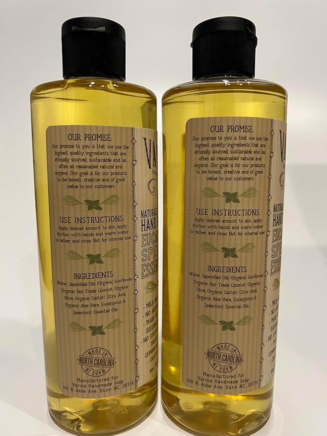 Liquid Soap - Liquid Organic Castile Soap Eucalyptus Spearmint - 32oz