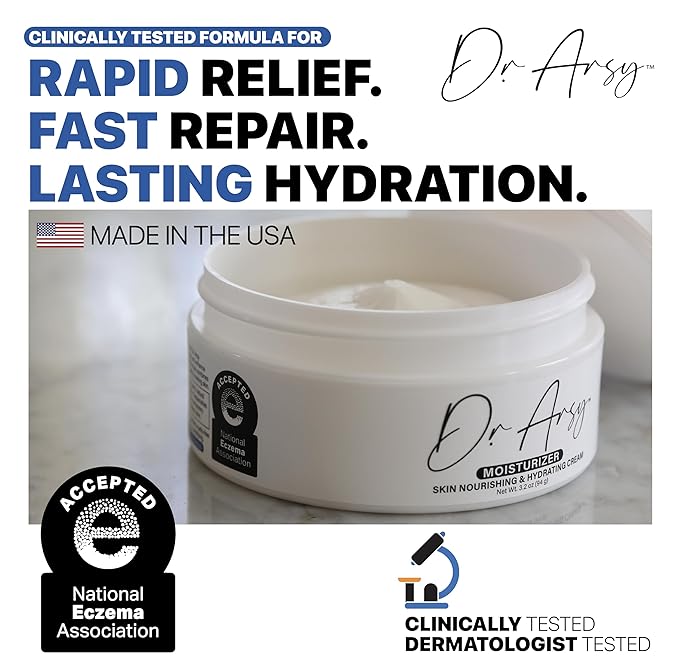 Eczema Cream for Adults & Kids – Hypoallergenic Barrier Repair Moisturizer, Clinically Proven (3 Studies), Fragrance-Free, Dermatologist Tested, Face & Body Hydration, NEA Accepted, USA Made