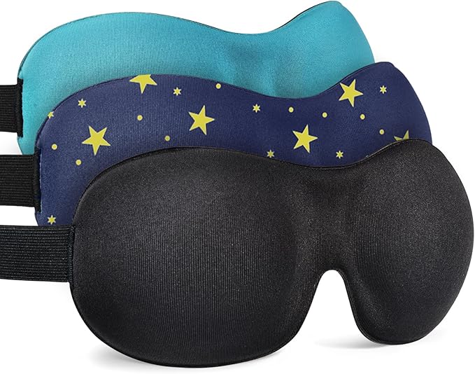 Sleep Mask Invisible Alar Deep Orbit 3D Eye Mask Ultra Lightweight & Comfortable Sleeping Mask for Travel, Nap Shift Works 3 Pack
