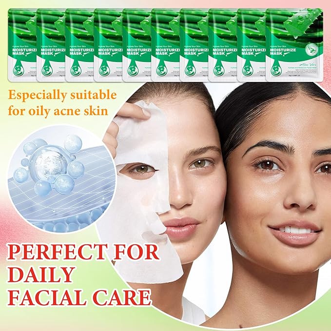 10 Pack Variety Facial Sheet Masks Skin Care Set, Hydrating Bulk Sheet Face Masks Skincare Gifts Set for Women Men, Long Lasting Moisturizing Face Mask Skincare for All Skin Type（C2)