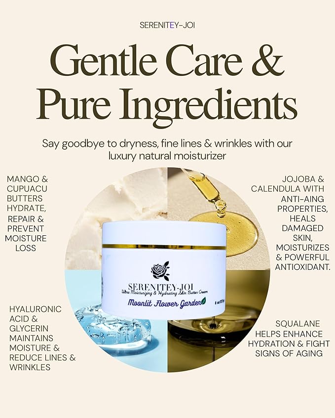Ultra Moisturizing & Hydrating Body Butter Cream with Botanical Oils, Natural Ceramides, Hyaluronic Acid, Squalane, Cupuacu & Mango Butters-Heal, Soften & Repair Dry Skin 8oz