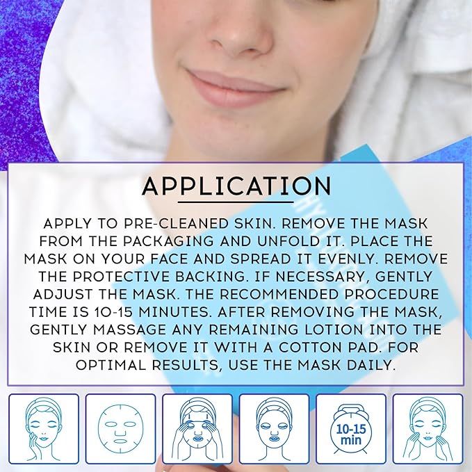 Face Masks Skincare - Cloth Sheet Face Mask With Hyaluronic Acid for Women, Moisturizing & Deep Hydration, Lightweight Non-Slip Design, Suitable for All Skin Types
