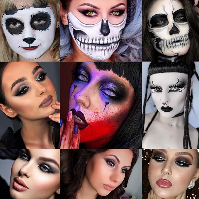 ecofavor Black Smoky Eye shadow Palette, DE’LANCI PANDA 9 Colors True Black Dark Grey Smokey Goth Makeup Pallet, 9 Soft Matte Shimmer High Pigmented Basic Black White Gray Shade for Halloween