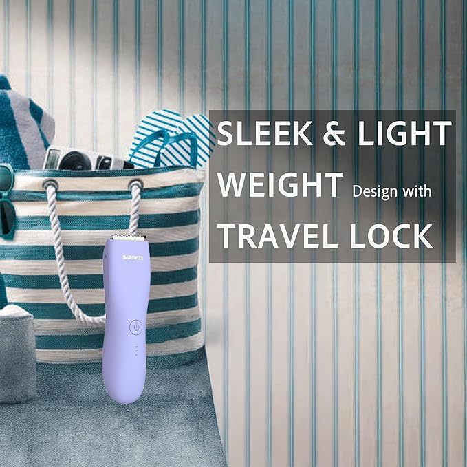 Bikini Trimmer for Women, Pubic Hair Trimmer, Waterproof, USB-C Rechargeable, LED Light, Replaceable Blade, Electric Razors for Women, Electric Lady Shaver (Amethyst Purple)