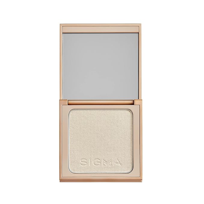 Sigma Beauty Highlighter Makeup – Illuminating Highlighting Powder for Face, Sheer Glimmer Face Highlighter for Cheeks, Cupid’s Bow, & Brow Bone (Moonbeam, Rich Pearl Metallic)