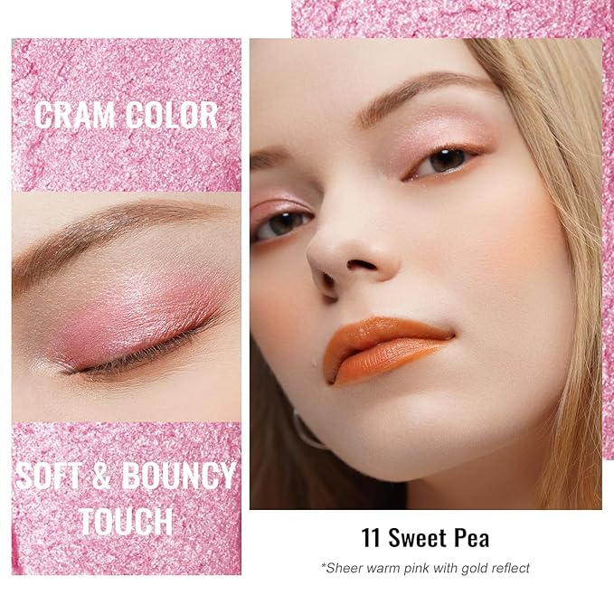 Oulac Pink Cream Eyeshadow also for Highlighter Large Capacity Highly Pigmented Eye Shadow Waterproof &Long Lasting with Moisturizing Formula 11