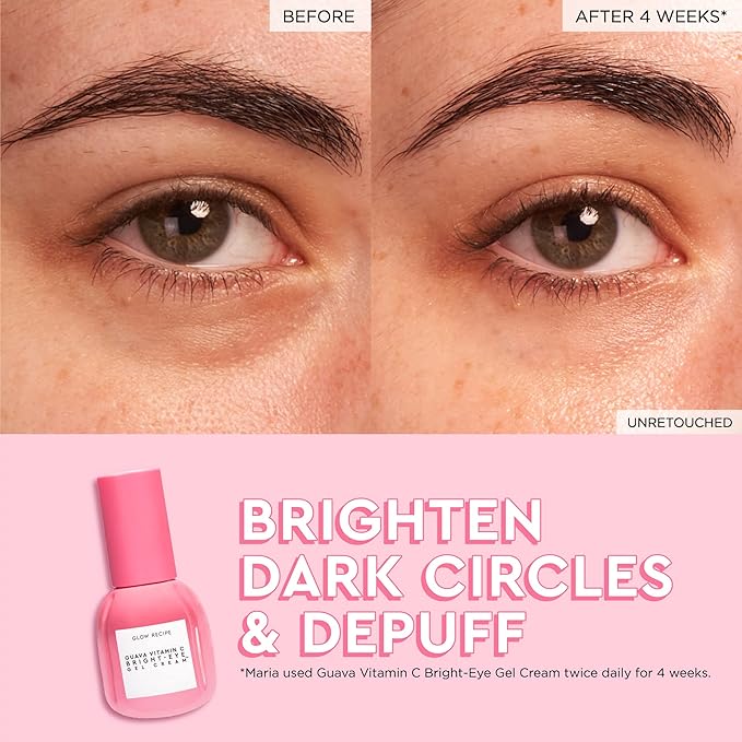 Glow Recipe Guava Vitamin C Brightening Eye Cream - Hydrating Under Eye Cream with Niacinamide, Peptides & Caffeine - Firming & Illuminating Dark Circles Under Eye Treatment for Puffiness (15ml)