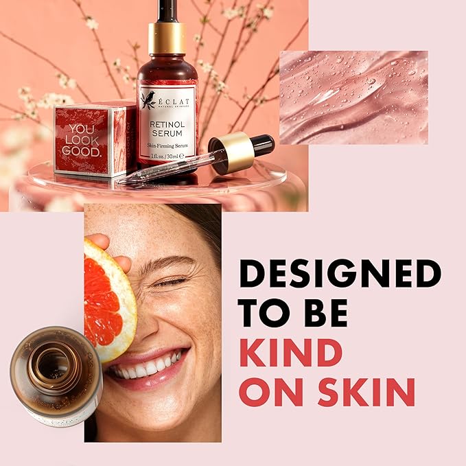 Eclat Skincare Renewing Retinol Serum for Face - Anti Aging Serum with Hyaluronic Acid & Aloe Vera – Hydrates and Improves the Signs of Aging (Fine Lines, Wrinkles & Dark Spots) 1 Fl Oz