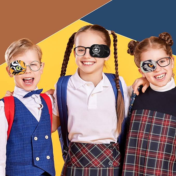 Newcotte 12 Pcs Eye Patch for Kids Girls Boys Reusable Eye Patch for Glasses over the Lens Colorful Eye Patch Toddler Eye Patch Adorable Kids Eye Patches Assorted Eye Patch Cover (Spooky)