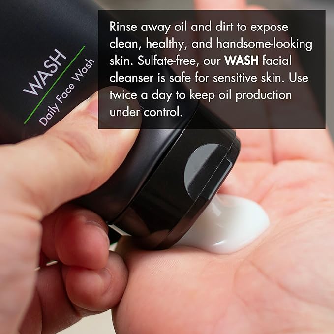 Tiege Hanley Daily Face Wash (5.5 oz) & Exfoliating Face Scrub for Men (2 oz) for Oily, Dry & Sensitive Skin | Hydrating, Fragrance-Free Gentle Facial Scrub for Deep Pore Cleansing & Detoxifying