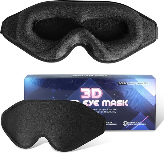 Sleep Mask for Men Women,Upgraded 3D Deep Contoured Eye Covers for Sleeping with Adjustable Strap,Block Out Light, Soft Comfort Eye Shade Cover for Travel Yoga Nap (1pcs, Black)