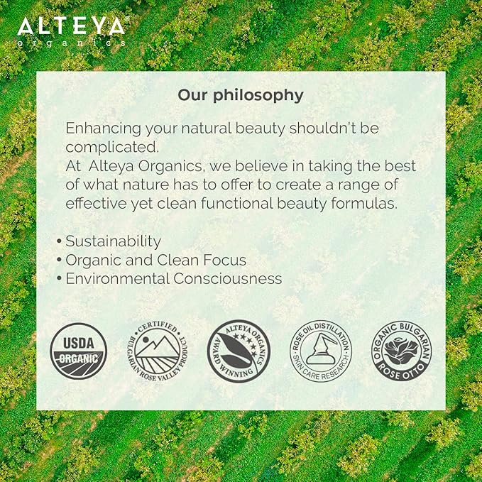 Alteya High-Potency Rose Water USDA Organic Facial Toner, 3000 Roses in a Bottle, 3.4 Fl Oz/100mL Pure Bulgarian Rosa Damascena Flower Water, Award-Winning Moisturizer in Miron Biophotonic Glass