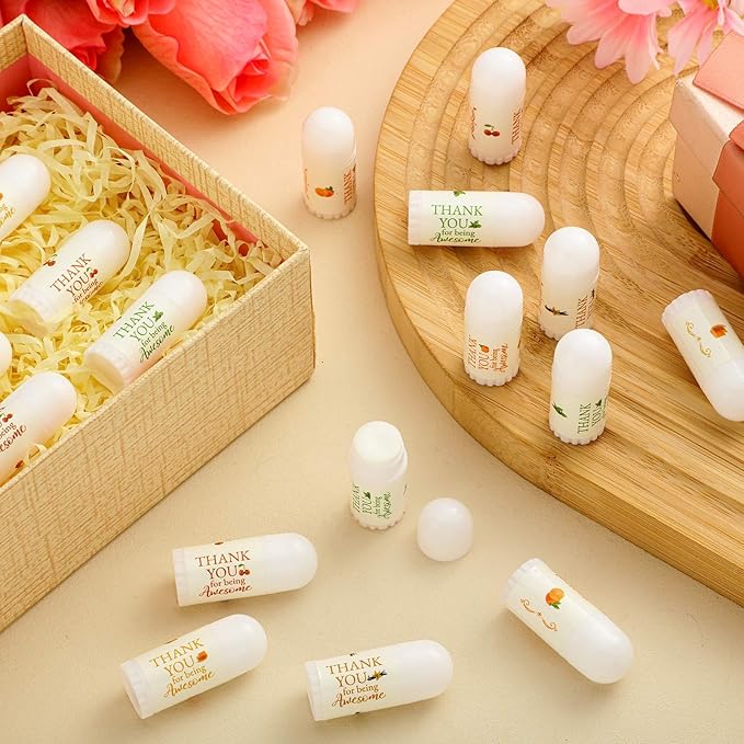 50 Pcs Thank You Gifts Mini Lip Balm Pack Lip Moisturizer Assorted Flavors Dry Lip Care Products for Teacher Baby Shower Coworkers Friend