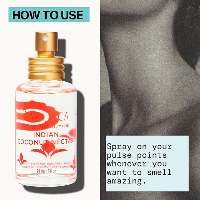 Pacifica Indian Coconut Nectar Perfume Spray – Tropical Vanilla & Coconut Fragrance, Layerable Beachy Perfume for Women, Clean, Non-Toxic, Vegan & Cruelty-Free Formula, All-Day Long Lasting
