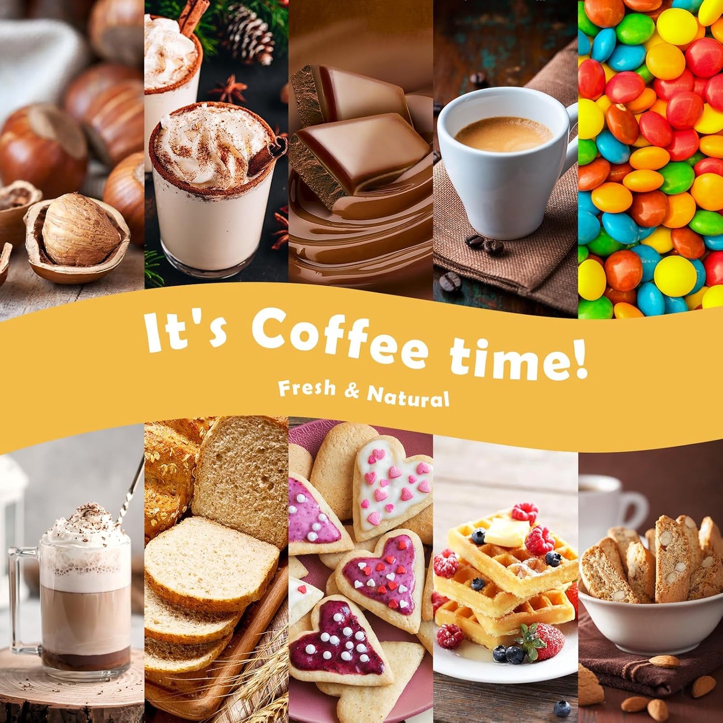 Fragrance Oil for Candle & Soap Making, Holamay Coffee Shop Set, Premium Aromatherapy Essential Oils for Diffusers for Home - Espresso, Cafe Mocha, Chocolate, Almond Biscotti and More, 10 x 5ml