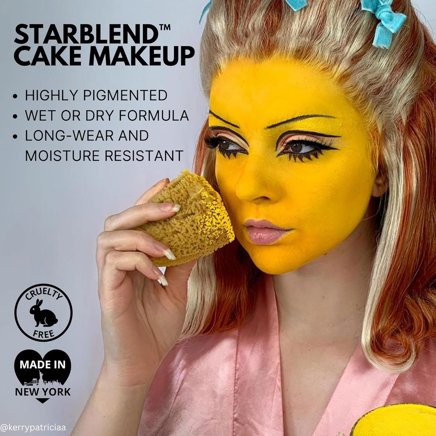 Mehron Makeup StarBlend Cake Makeup | Wet/Dry Pressed Powder | Powder Foundation | Yellow Face Paint & Body Paint 2 oz (56g)