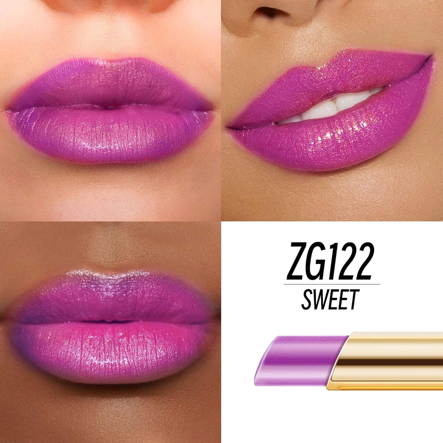 Purple Lipstick Moisturizing for Women Shimmer Tinted Lip Balm Hydrating Nourishing Lip Gloss Vegan& Cruelty Free Lip Makeup, ZG122 Sweet