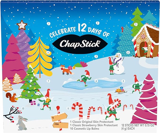 ChapStick 12 Days of Holiday Advent Calendar Lip Balm Gift Set - 0.15 Oz