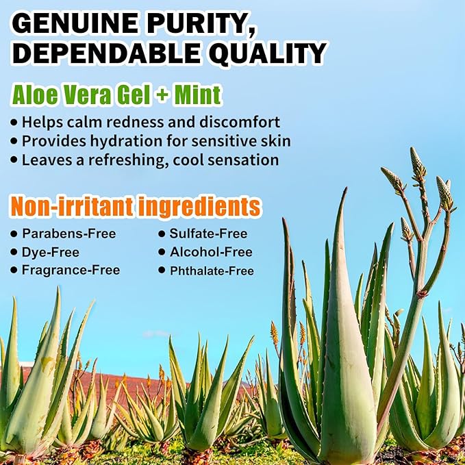 Pure & Organic Aloe Vera Gel for Sunburn Relief, After Sun Lotion for Face & Body Skin Care, Daily Facial Moisturizer & Acne Spot Treatment 7 OZ