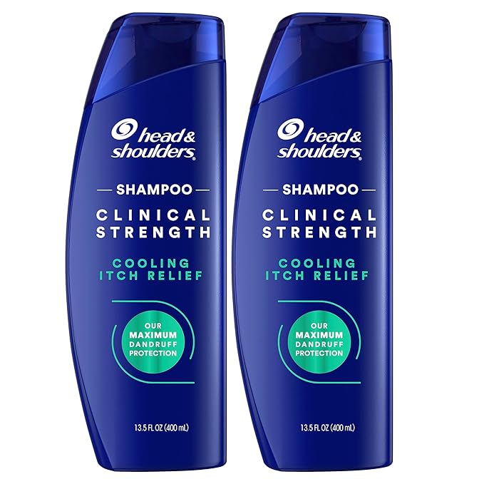 Head & Shoulders Clinical Strength Dandruff Shampoo, Selenium Sulfide Dandruff Defense, Intensive Itch Relief, Seborrheic Dermatitis Relief, Cooling Menthol, 13.5 Fl Oz Each, 2 Pack