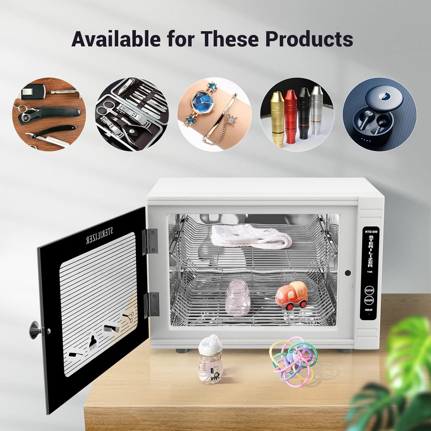 UV Sanitizing Cabinet (12L) Large Capacity - Metal Chemical-Free UVC Cleaner Box with Easy to Use Timer (5-60 Min) for Salon Tools, Manicure Supplies, Baby Bottles, Phones, Cutlery & More