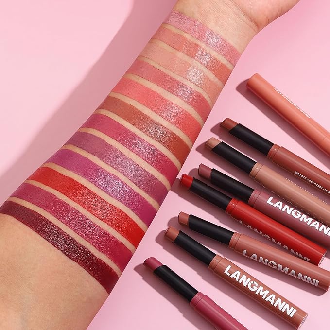 Jolilab 2Pcs Velvet Matte Lipstick Nude Matte Soft Dark Color Stick High Pigmented Long-Lasting Waterproof Lip Stick Lip Balm Beauty Cosmetics Gift for Girls and Women(07#+08#)