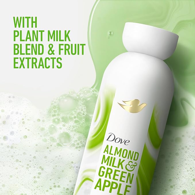 Dove Plant Milk Cleansing Body Wash Almond Milk & Green Apple for Moisturized Skin Gentle Cleanser, No Sulfates or Parabens, pH balanced 17.5 fl oz