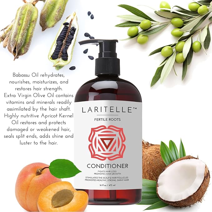 Organic Shampoo 17 oz + Conditioner 16 oz | Prevents Hair Loss, Promotes Hair Growth | Ayurvedic Herbs, Lavender, Ginger & Rosemary | NO GMO, Sulfates, Gluten, Alcohol, Parabens, Phthalates