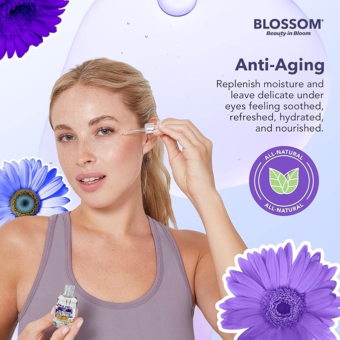 Blossom All Natural Organic Cruelty Free Moisturizing Eye Serum with Essential Oils, Infused with Real Flowers, Made in USA, 0.5 fl. oz., Fall Medley