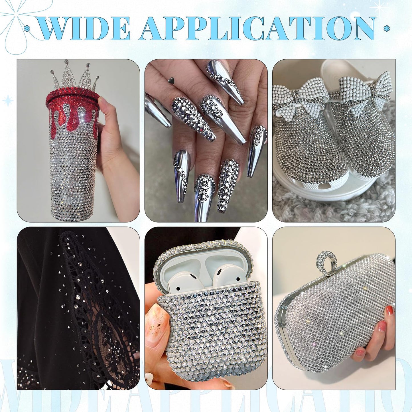 6000Pcs Resin Rhinestones for Bedazzling with 3Pcs B7000 Jewelry Glue, 1 Box Silver Flatback Rhinestones for Crafting Crafts DIY, Crystals Gems for Clothing Shoes Tumblers Nail Art Makeup