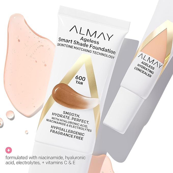 Almay Anti-Aging Concealer, Face Makeup with Hyaluronic Acid, Niacinamide, Vitamin C & E, Hypoallergenic, -Fragrance Free, 040 Medium Deep, 0.37 Fl Oz (Pack of 1)