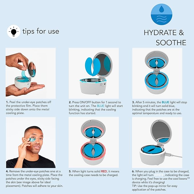 skn by conair Cool Beanz Reusable Under Eye Patches, Rechargeable Cooling Eye Mask to Reduce Dark Circles and Puffiness, and Refresh Tired Eyes