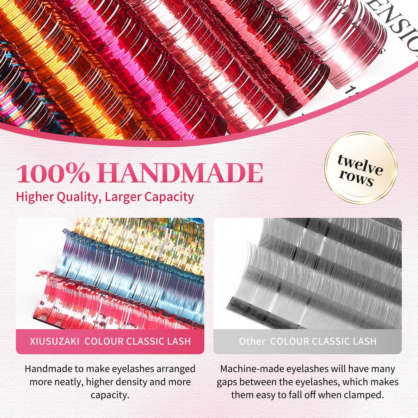 Glitter Spike Tinsel Eyelash Extensions 0.07 Colored Lashes Extension C Curl Lashes 11mm Lash Extensions Soft False Eyelashes Volume Lashes 12 Rows Professional Use(Glitter,0.07-C,11mm)