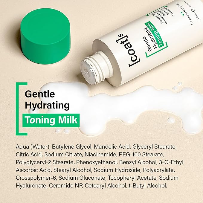 Coats Gentle Hydrating Toning Milk – Hydrates, Protects + Exfoliates to Help Prevent Breakouts – Dermatologically Approved + Clinically Proven – 4.2 oz
