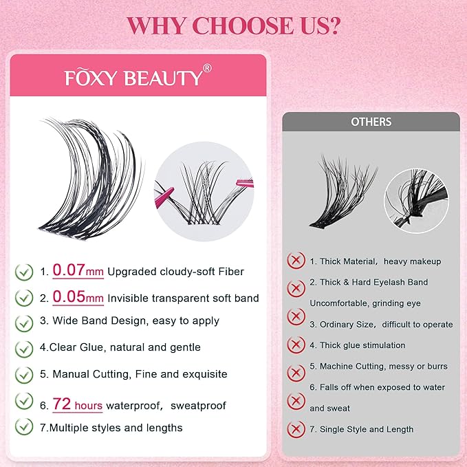 Lash Clusters Kit - Wispy Natural & Manga Spiky Lash Cluster Invisible band 8-16mm Eyelash Clusters Kit D Curl Lash Extension Kit WideSpan with Bond and Seal DIY at Home