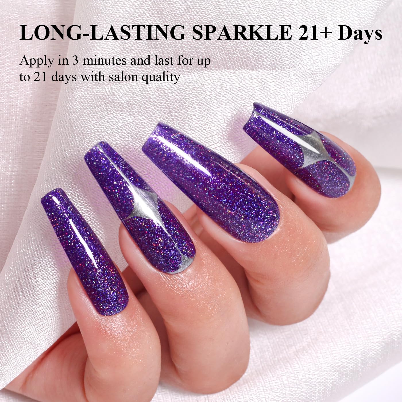 Imtiti Glitter Gel Nail Polish, Purple Iridescent Glitter Nail Gel Polish Diamond Shimmer Sparkle Soak Off UV LED Spring Summer Manicure 10ML