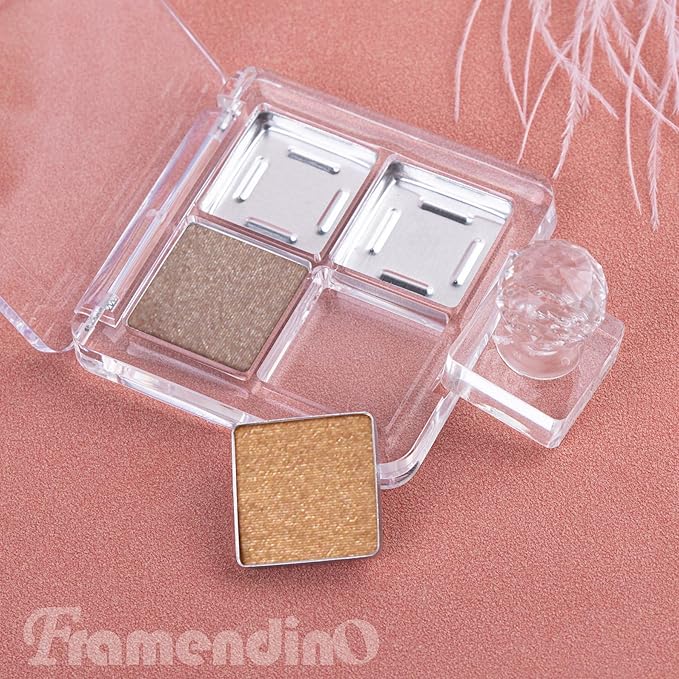 Framendino, 4 Sets Acrylic Empty Eye Shadow Pallet 4 Grids Eye Shadow Storage Case with Acrylic Seal for DIY Craft