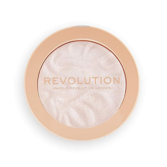 Revolution Beauty, Reloaded Pressed Powder Highlighter, Intensely Pigmented for a High Impact Dewy Finish, Peach Lights, 0.22 Oz.