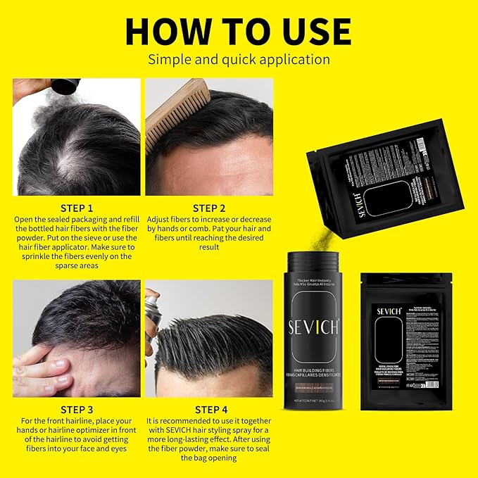 SEVICH Hair Fibers Refill 100g - Compatible with Most Brand Bottles | Hair Building Fibers for Thinning Hair | Instant Thickening Powder for Men & Women | 5-Second Natural Coverage,Medium Blonde