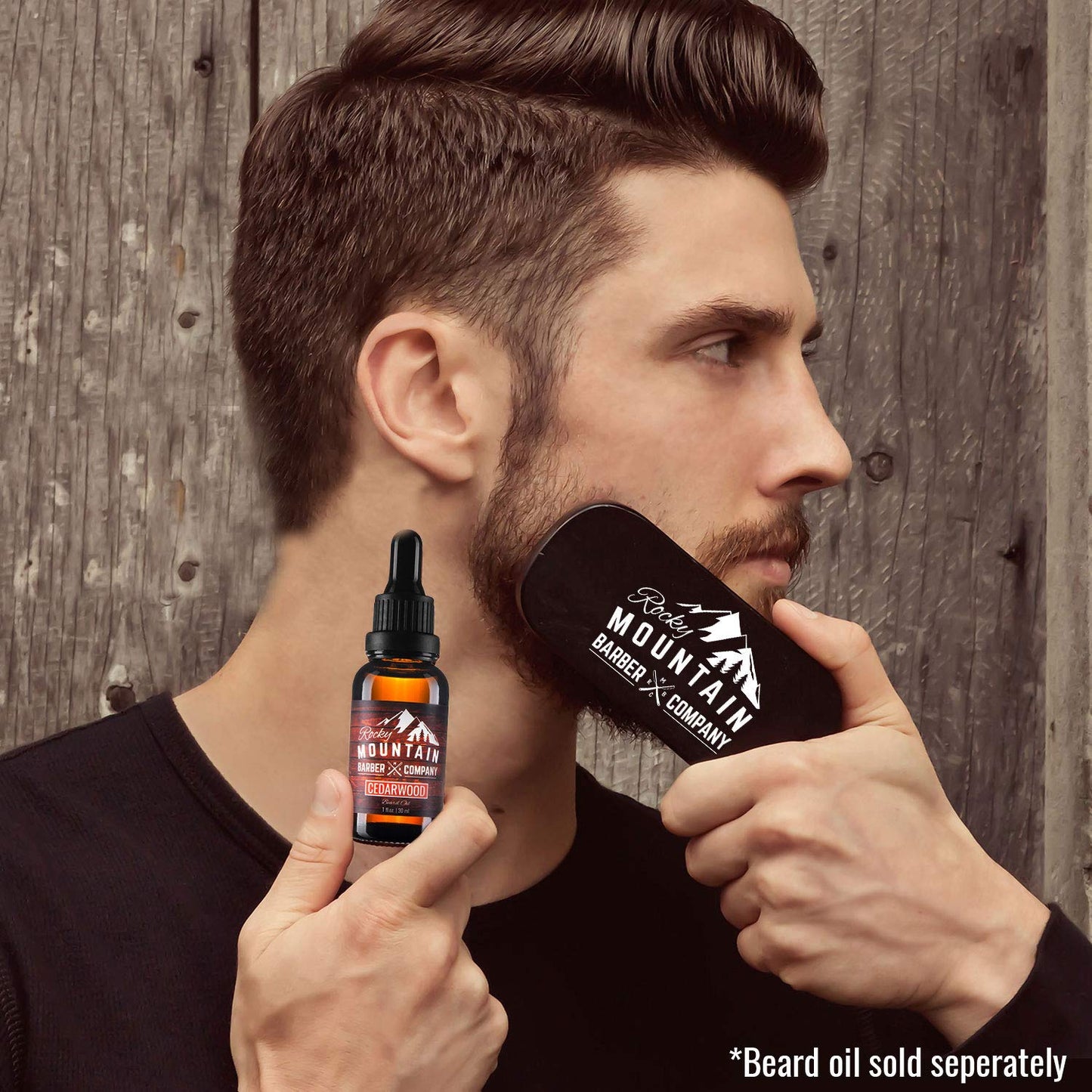 Men's Hair Brush- 100% Pure Black Boar Hair Natural Bristle for Beard, Moustache - Firm Military Style with Handmade Wood Handle – No Snags, No Scratch, Gentle Bristle – Use with Beard Oil